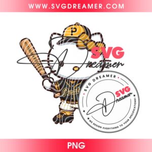 Hello Kitty Pittsburgh Pirates Baseball Player PNG, MLB Pirates Hello Kitty Sanrio Cartoon PNG