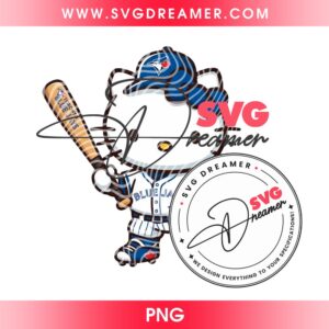 Hello Kitty Toronto Blue Jays Baseball Player PNG, MLB Blue Jays Hello Kitty Sanrio Cartoon PNG