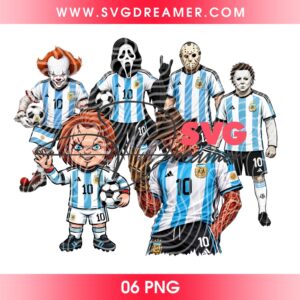 Horror Characters Argentina Soccer PNG Bundle, FIFA World Cup 2026 Horror Friends Argentina PNG