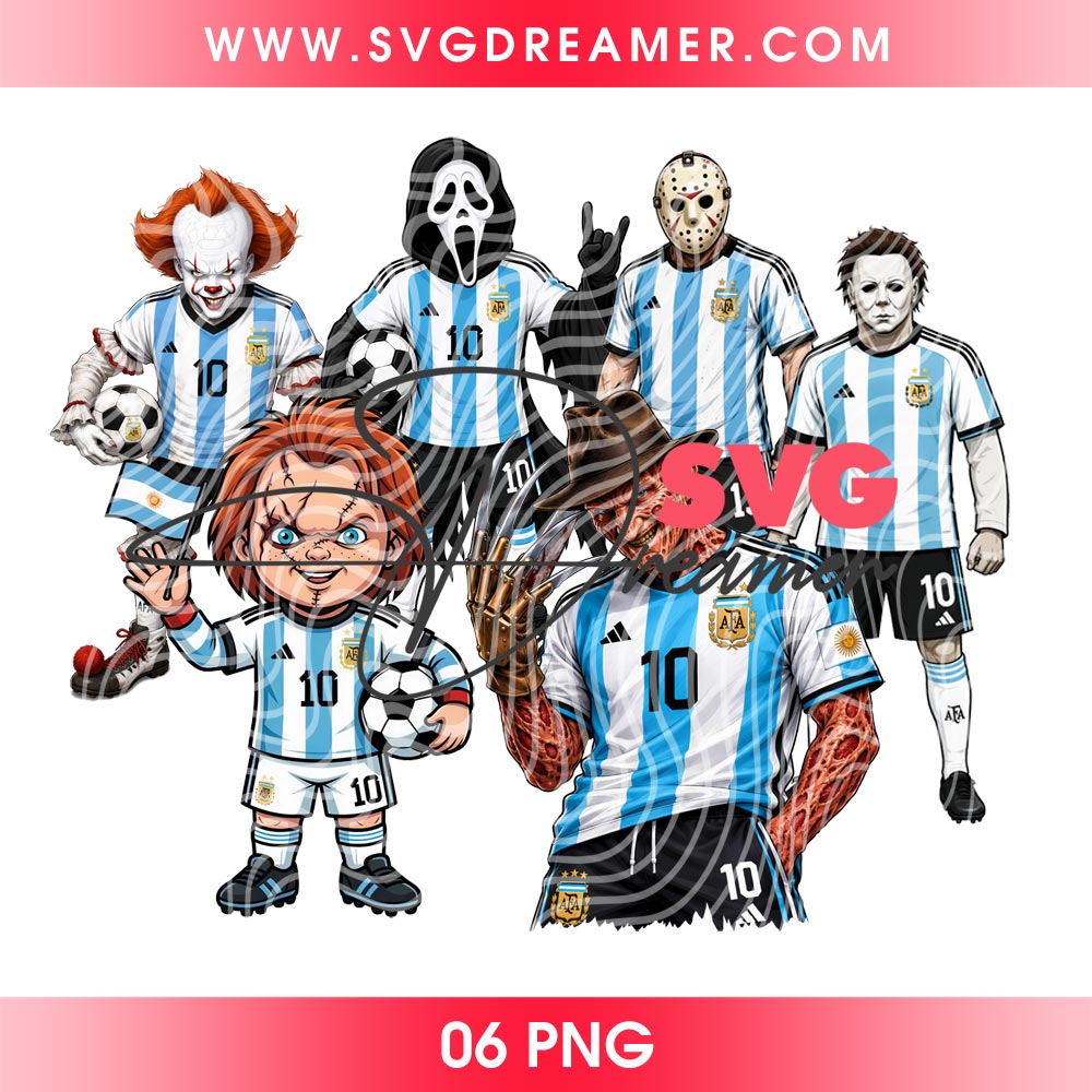 Horror Characters Argentina Soccer PNG Bundle, FIFA World Cup 2026 Horror Friends Argentina PNG 1 Horror Characters Argentina Soccer PNG Bundle, FIFA World Cup 2026 Horror Friends Argentina PNG