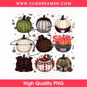Horror Characters Pumpkin Halloween PNG, Horror Killers Halloween 2026 Design PNG