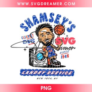 Josh Hart New York Knicks PNG Design, Shamseys Landry Service New York Knicks 1946 PNG Digital Design