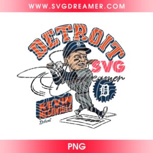 Kevin McGonigle Detroit Tigers PNG File, Vintage 90s Bootleg Tigers PNG Design, McGonigle Baseball Caricature PNG