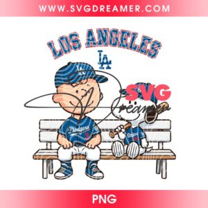 LA Dodgers Snoopy And Charlie Brown PNG, Peanuts Cartoon Los Angeles Dodgers Baseball PNG
