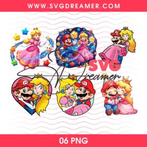 Mario And Peach Princess Design Bundle PNG