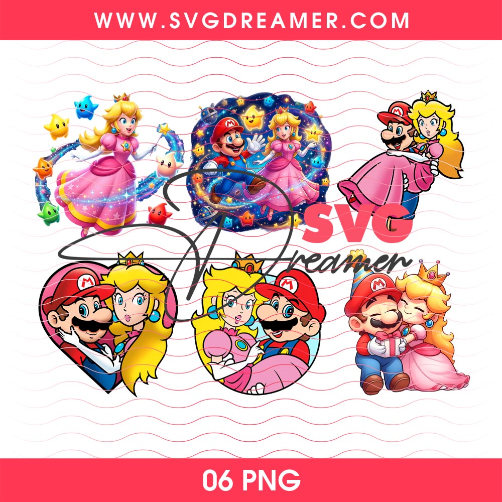 Mario And Peach Princess Design Bundle PNG 14 Mario And Peach Princess Design Bundle PNG