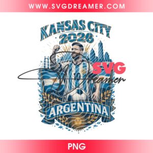 Messi Argentina Kansas City 2026 PNG Design, Lionel Messi Argentina World Cup 2026 PNG File, FIFA World Cup Final 2026 Messi PNG