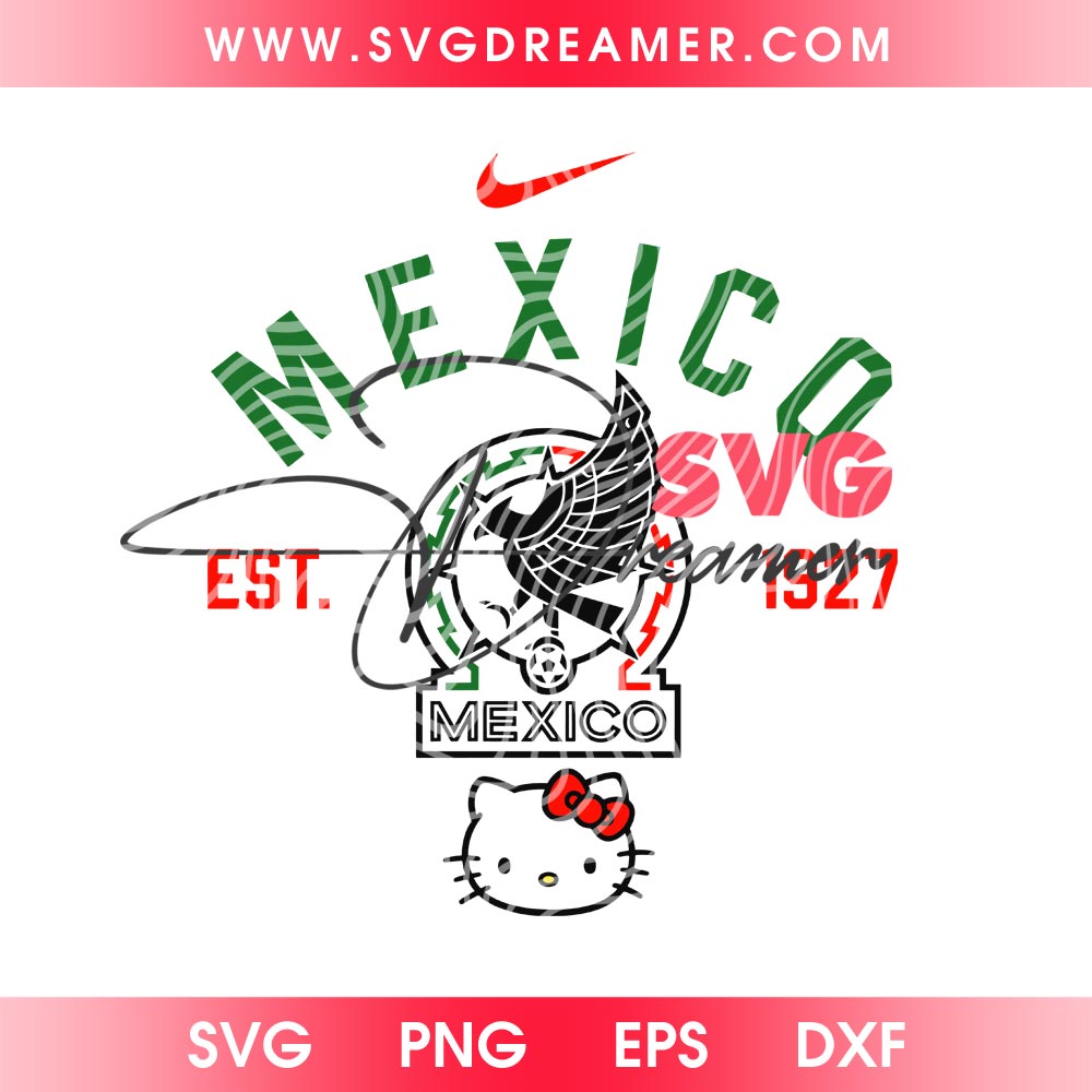 Mexico Hello Kitty Goal Soccer SVG PNG, Hello Kitty Mexico World Cup 2026 PNG SVG, Hello Kitty FIFA Mexcan PNG SVG 3 Mexico Hello Kitty Goal Soccer SVG PNG 1