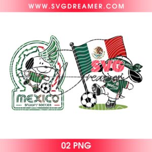 Mexico Soccer Snoopy World Cup PNG, Peanuts Snoopy Soccer Fan PNG, Mexico Team FIFA World Cup 2026 PNG