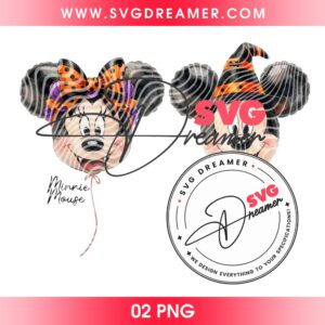 Mickey Minnie Mouse Halloween Balloon PNG, Cute Halloween Mouse Couple PNG, Witch Hat Pumpkin Bow PNG