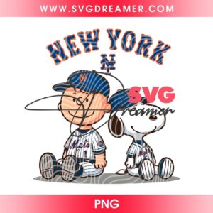NY Mets MLB Snoopy And Charlie Brown PNG, Peanuts Cartoon New York Mets Baseball PNG