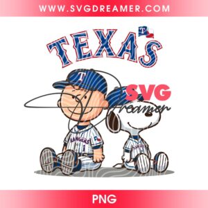Rangers Snoopy And Charlie Brown PNG, Peanuts Cartoon Texas Rangers Baseball PNG