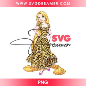 Rapunzel Princess Wearing Leopard Outfits PNG