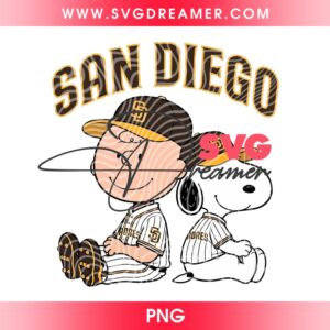 SD Padres MLB Snoopy And Charlie Brown PNG, Peanuts Cartoon San Diego Padres Baseball PNG