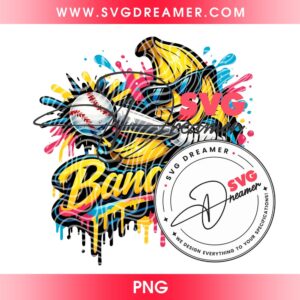 Savannah Banana PNG Design, Funny Banana Baseball Mascot PNG
