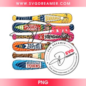 Savannah Bananas Baseball PNG Design, Party Animals Baseball Bat PNG File, Savannah Bananas Team Mascot PNG File