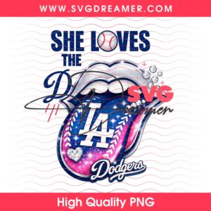 She Loves The Dodgers PNG, Los Angeles Dodgers Lips Design PNG