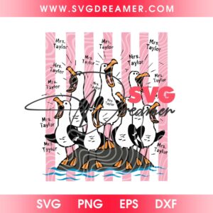 Singing Seagulls Mrs Taylor PNG SVG, Seagulls Custom Order SVG PNG
