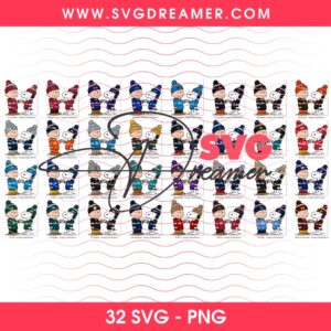 Snoopy And Charlie Brown NFL Football 32 Teams SVG PNG Design Bundle