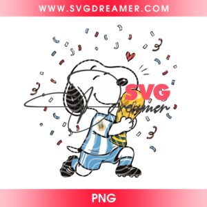 Snoopy Argentina World Cup Trophy PNG, FIFA World Cup 2026 Argentina Soccer Peanuts PNG