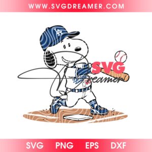 Snoopy LA Dodgers Player SVG PNG, Peanuts Cartoon Characters Baseball SVG PNG, Snoopy MLB Dodgers Los Angeles SVG