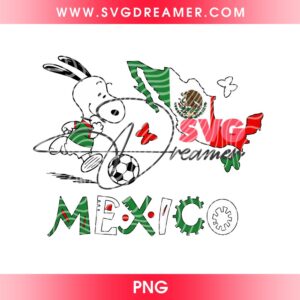 Snoopy Mexico Map Flag PNG Design, Snoopy Dog Mexico Soccer PNG, Peanuts FIFA World Cup 2026 PNG