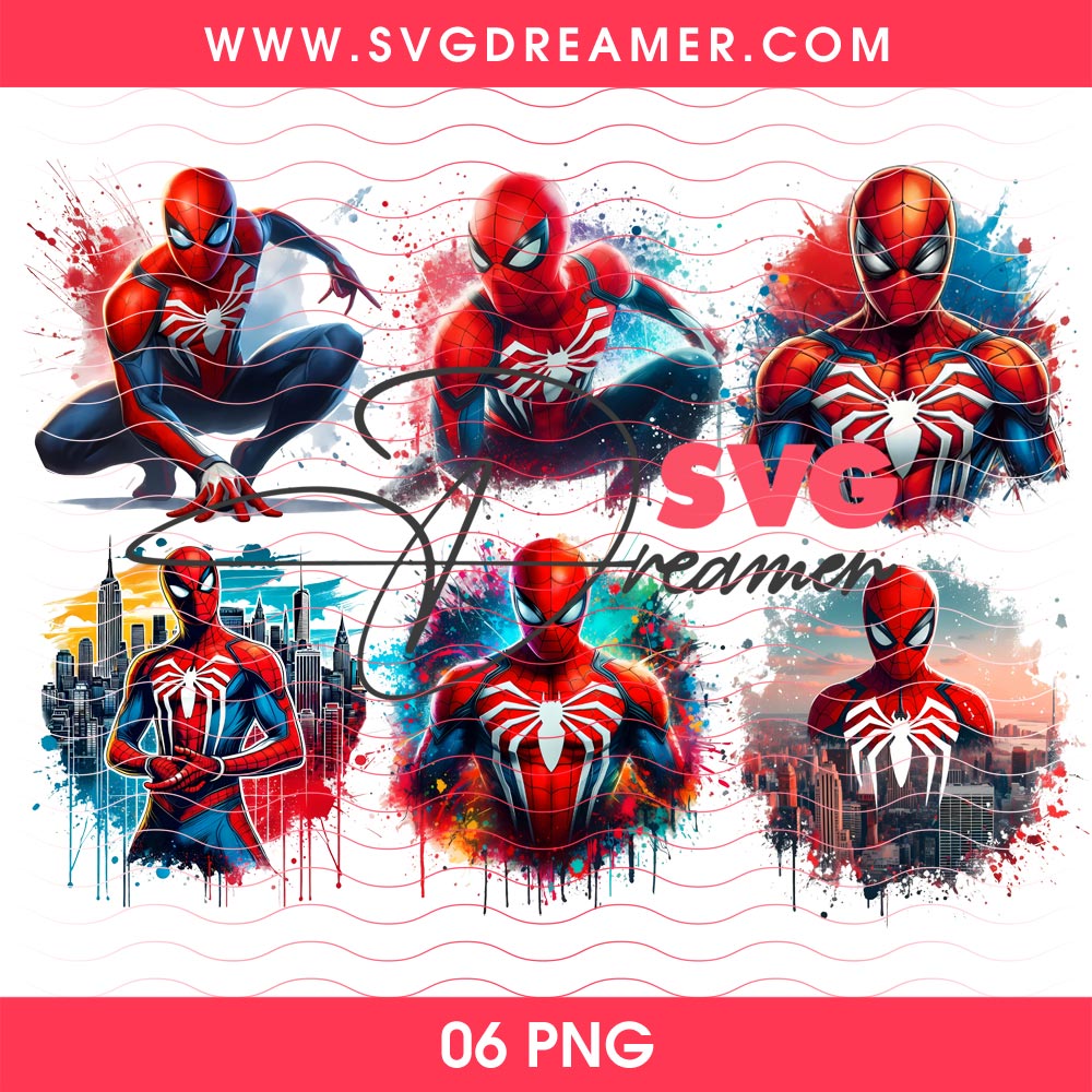 Spiderman Watercolor Splash PNG Bundle, Superhero Spider-Man Digital Design PNG 14 Spiderman Watercolor Splash PNG Bundle, Superhero Spider-Man Digital Design PNG