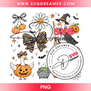 Spooky Halloween Goose 2026 PNG, Fall Coquette Bow Funny Witchy Goose Shirt Design PNG