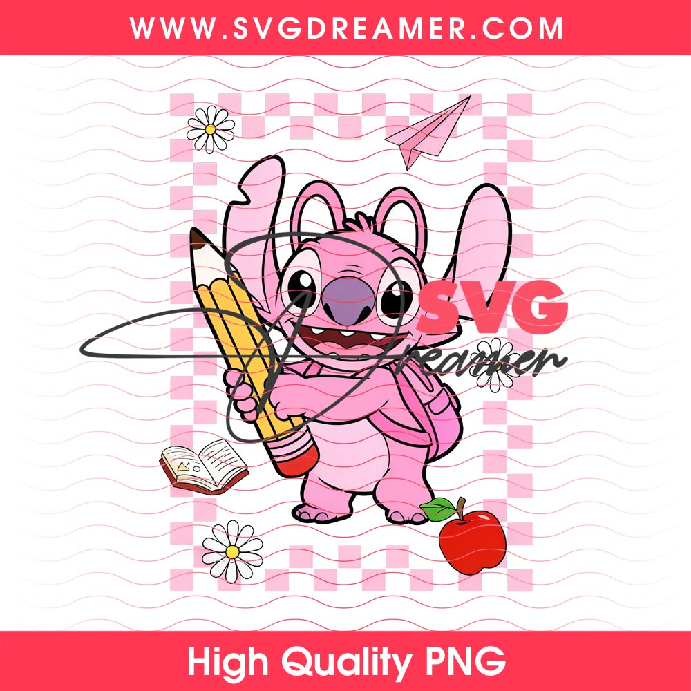 Stitch And Angel Back To School PNG Design, Cute Stitch First Day Of School PNG, Stitch Holding Pencil PNG 2 Stitch And Angel Back To School PNG Design 1