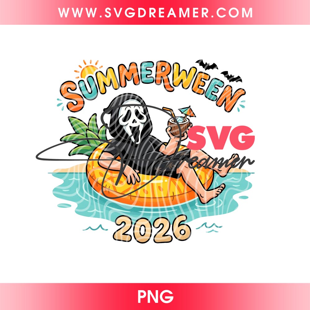 Summerween Ghostface Bundle PNG, Funny Scary Face Summer Halloween Design PNG Bundle, Girly Spooky Season PNG 4 Summerween Ghostface Bundle PNG 3
