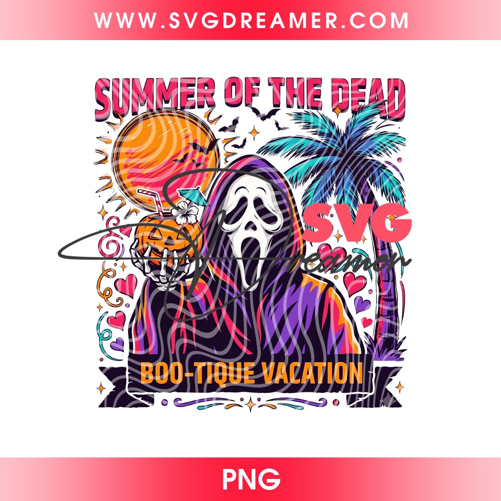 Summerween Ghostface Bundle PNG, Funny Scary Face Summer Halloween Design PNG Bundle, Girly Spooky Season PNG 3 Summerween Ghostface Bundle PNG 4