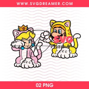 Super Mario Bros And Princess Peach Cartoon PNG