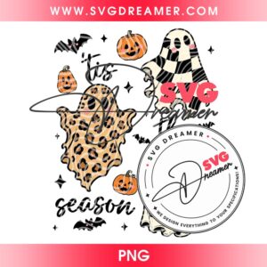 Tis The Season Ghost PNG Design, Checkered Leopard Halloween Ghosts PNG, Pumpkin Patch Ghosts PNG