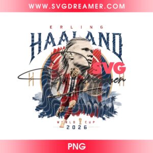 Vintage Erling Haaland World Cup 2026 PNG Design, Norway Soccer Viking Graphic PNG, Retro Haaland Fan Digital Download