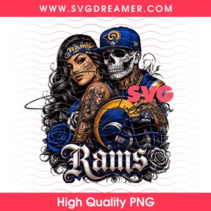 Vintage Los Angeles Rams PNG, Chicana Girl And Skull Football PNG Design