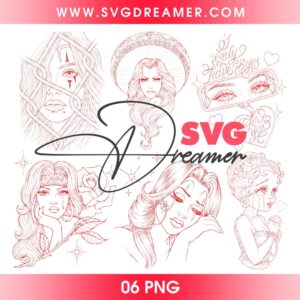 Vintage Portrait Sketch PNG Halftone, Minimalist Woman Illustration PNG