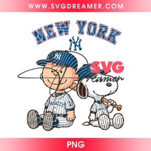 Yankees Snoopy And Charlie Brown PNG, Peanuts Cartoon New York Baseball PNG