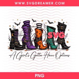 A Girls Gotta Have Options PNG, Retro Halloween Witches PNG, Halloween Witch Spooky Season PNG