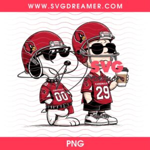 Arizona Cardinals Snoopy And Charlie Brown PNG, NFL Cardinals Team Peanuts Cartoon PNG