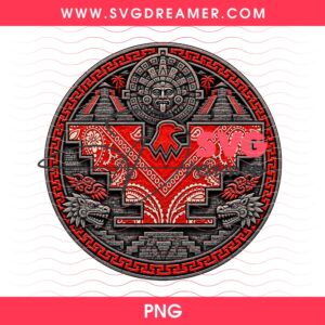 Aztec Eagle Mesoamerican Sacred Warrior Emblem – Red & Black Tribal Mexican Design