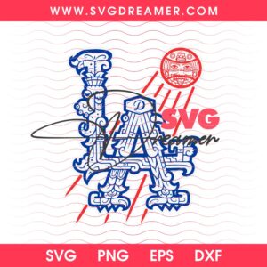 Aztec LA Baseball Logo SVG PNG Files, Mexican Style Los Angeles Dodgers MLB Clipart PNG SVG 1