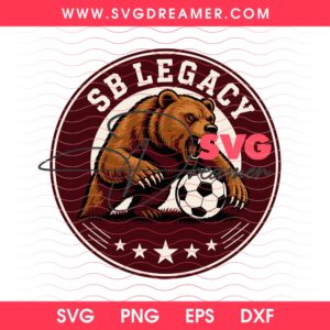 Bear Soccer Logo SVG PNG, SB Legacy Bear SVG PNG, Soccer Team Mascot SVG PNG