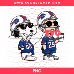 Buffalo Bills Snoopy And Charlie Brown PNG, NFL Bills Team Peanuts Cartoon PNG