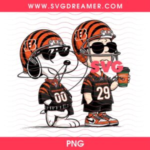 Cincinnati Bengals Snoopy And Charlie Brown PNG, NFL Bengals Team Peanuts Cartoon PNG