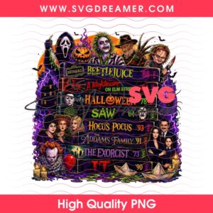 Horror Characters Halloween 2026 PNG Bundle, Horror Killers Bundle PNG 31 Classic Horror Movie VHS Tapes PNG, Spooky Halloween Characters Stack Clipart PNG, Retro Halloween Movie Night Sublimation PNG