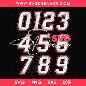 Distressed Sports Numbers SVG PNG, Bold Metallic Font 0-9 PNG SVG