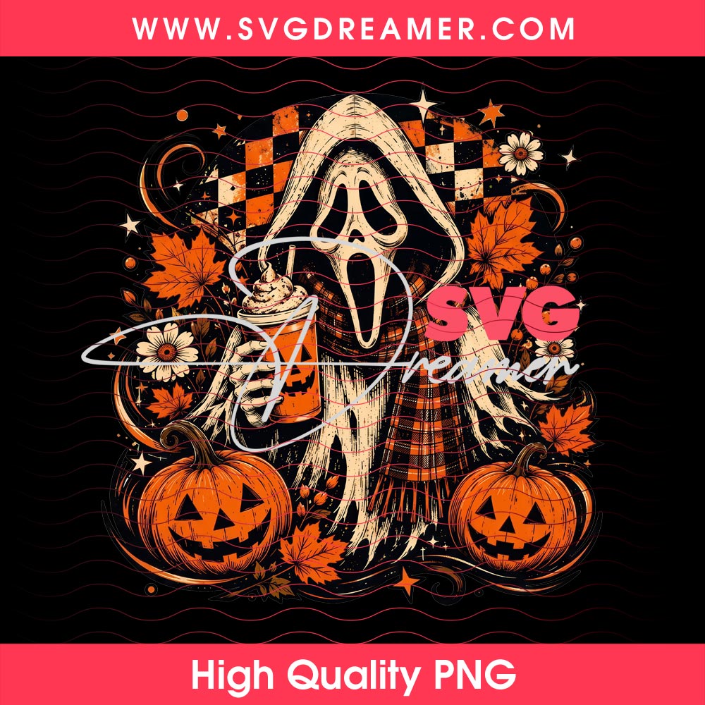 Horror Characters Halloween 2026 PNG Bundle, Horror Killers Bundle PNG 12 Ghostface Fall Coffee PNG 2