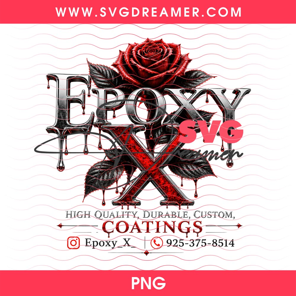 Gothic Epoxy Coatings Logo with Red Rose and Dripping Blood Effect PNG 4 Gothic Epoxy Coatings Logo with Red Rose and Dripping Blood Effect PNG