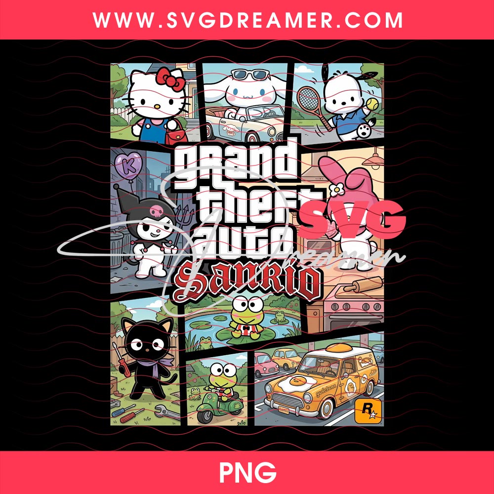 Grand Theft Auto Sanrio PNG, Parody GTA Hello Kitty Kuromi And Friends PNG 2 Grand Theft Auto Sanrio PNG, Parody GTA Hello Kitty Kuromi And Friends PNG