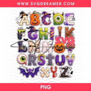 Halloween Alphabet Clipart PNG, Cute Spooky Alphabet Letters Set PNG Design